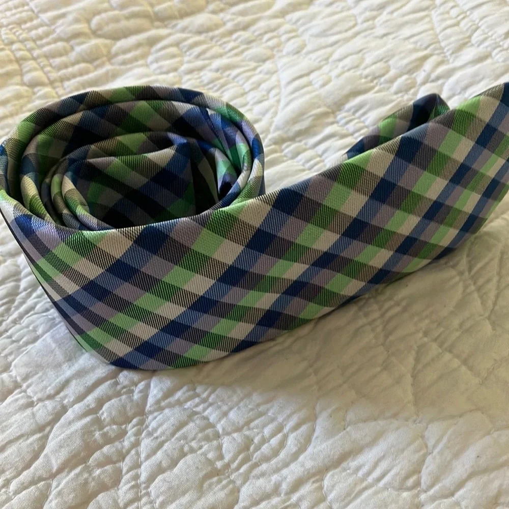 Blue and Green Checkered Boys Tie